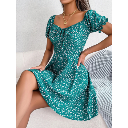 ModeParisienne® zomerjurk met rode bloemenprint en u-hals