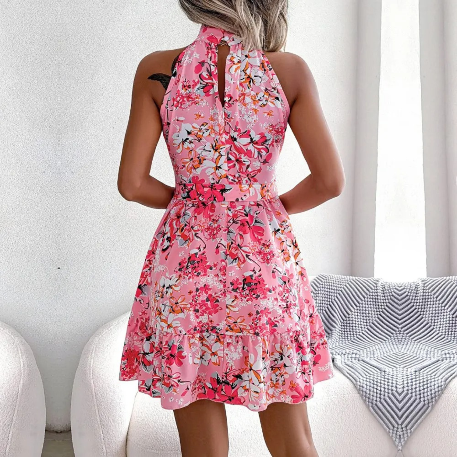 ModeParisienne® gele zomerjurk met bloemenprint