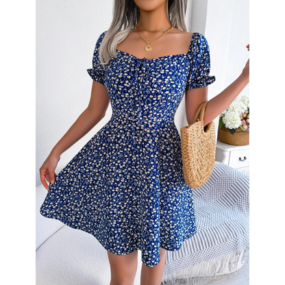 ModeParisienne® zomerjurk met rode bloemenprint en u-hals